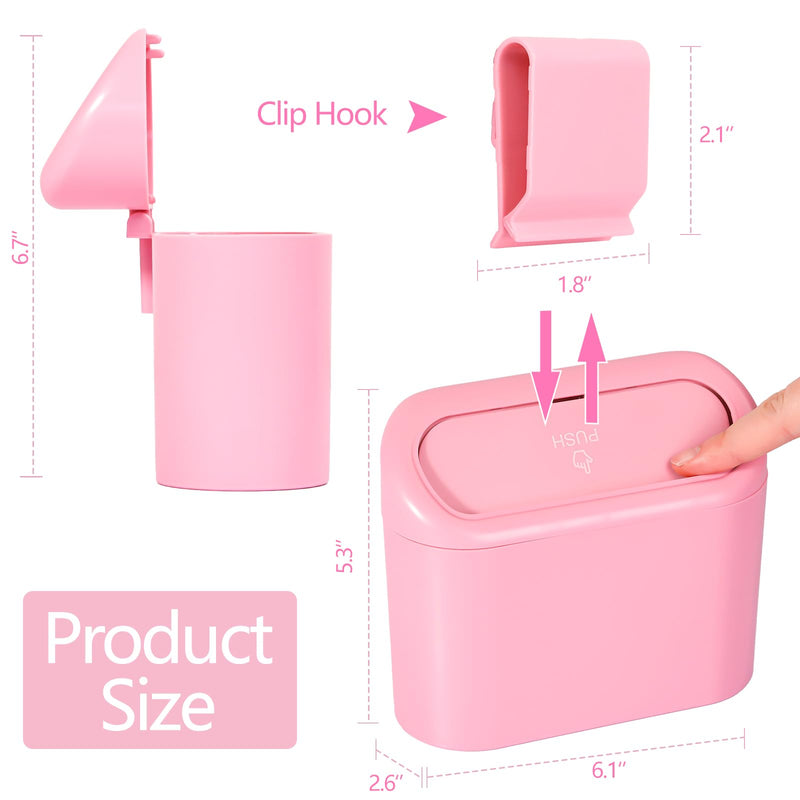 NBTEPEM Pink Car Trash Can with Lid, Mini Auto Garbage Can with 30 Trash Bags, Leakproof Automotive Garbage Container Bin, Multipurpose Organizers and Storage for Car, Home, Office (Pink) 1
