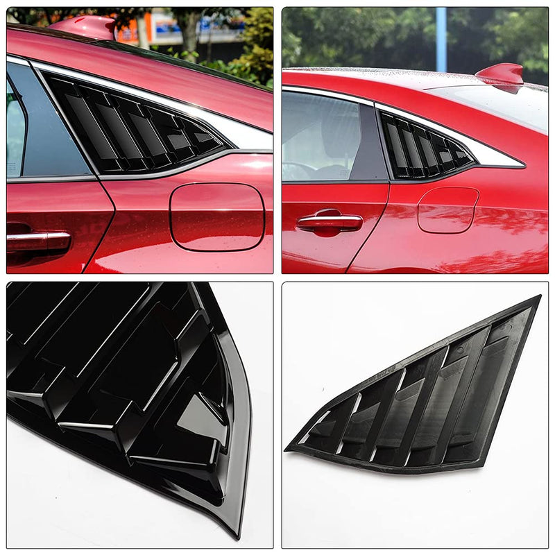 Rear Side Window Louvers Compatible for Honda Accord 2022 2021 2020 2019 2018 Accesories Sport Style Air Vent Cover (Bright Black) Bright Black