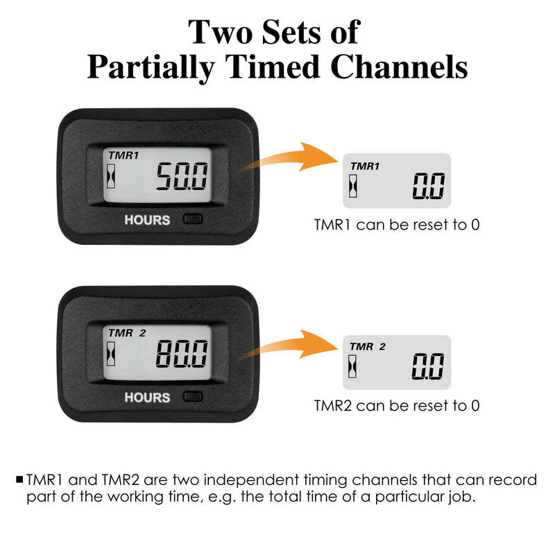  [AUSTRALIA] - NR-HM038AD AC/DC 5V to 277V,Snap-in Digital LCD Hour Meter Kit,Initial Hours Settable,Resettable Partial Running Hours,Built-in Battery,Waterproof,Use for ZTR Lawn Mower Tractor Generator