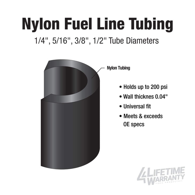 4LIFETIMELINES Nylon Fuel Repair Tubing Coil, 1/2 x 25 ft 1/2" x 25 ft