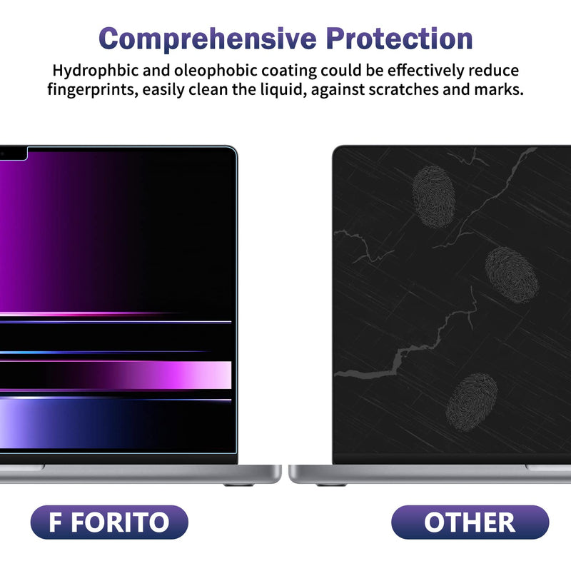 F FORITO 2-Pack Anti Blue Light Screen Protector Compatible with 2023 MacBook Pro 16 inch M2 Pro /M2 Max Chip Model A2780, Anti Glare & Anti Scratch Laptop Screen Protector