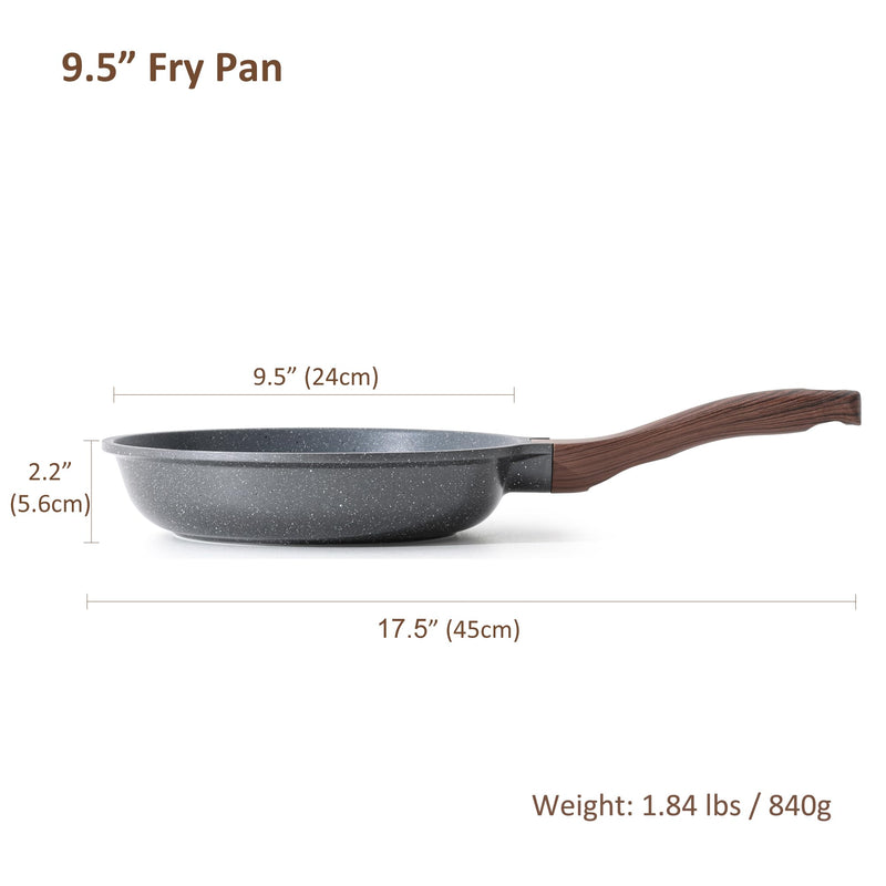 SENSARTE Nonstick Frying Pan Skillet, Swiss Granite Coating Omelette Pan, Healthy Stone Cookware Chef's Pan, PFOA Free (9.5 Inch) 9.5 Inch Gray