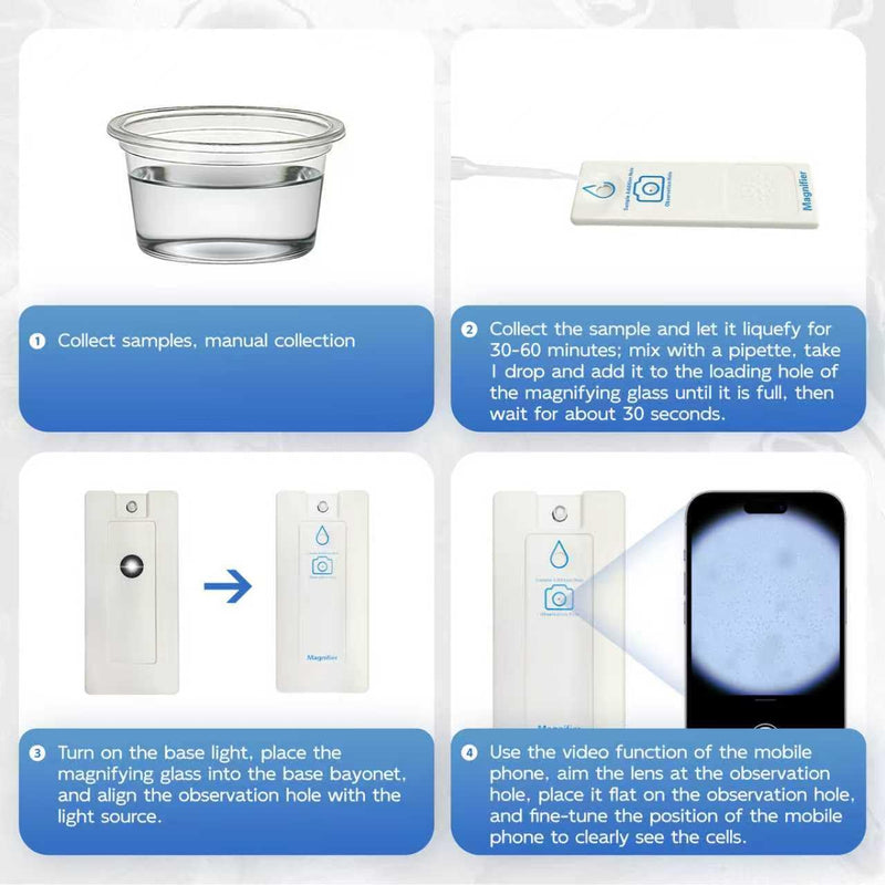 Portable Magnifying Glass, Magnifying Glass，Handheld Observation Lens with LED Light, Outdoor Mobile Phone Magnifier Complete Set Suit