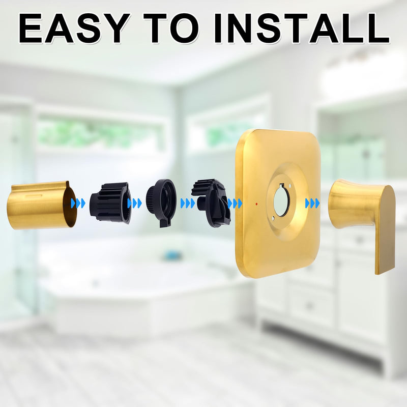 BOXOB Shower Trim Kit Replacement for Moen, Metal Shower Faucet Handle Posi-Temp Pressure-Balancing Valve Compatible with Moen 2570 2590 2510 2520(Valve Plug and Seat Not Included, Gold-Tone)