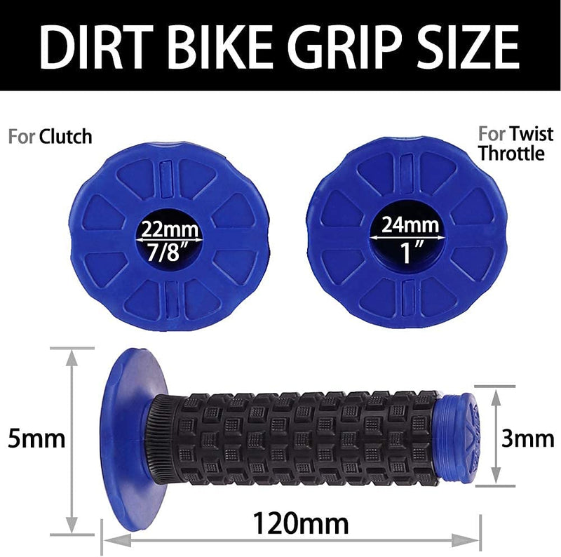 Motorcycle Grips 7/8" Dirt Bike Grip Pillow Top Grips Rubber Anti-Slip Universal Handlebar Racing Grip for Motocross ATV blue