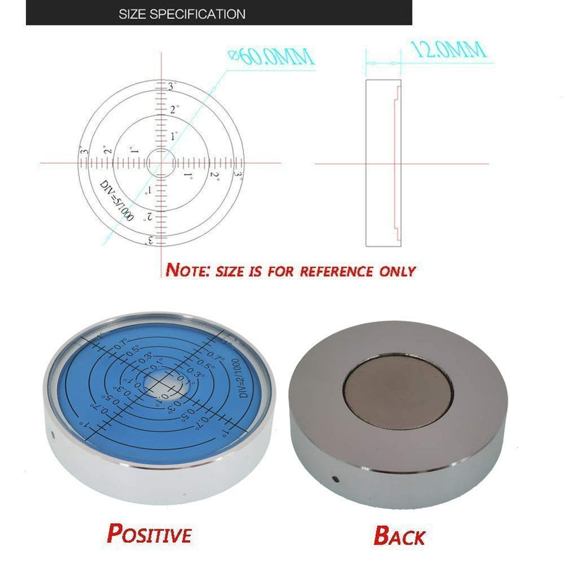 Aluminum alloy high precision horizontal bubble universal high precision small level bubble level meter circular bubble correction Convenient and quick (Silver-blue - with magnetic-luminous) Silver-blue - With Magnetic-luminous