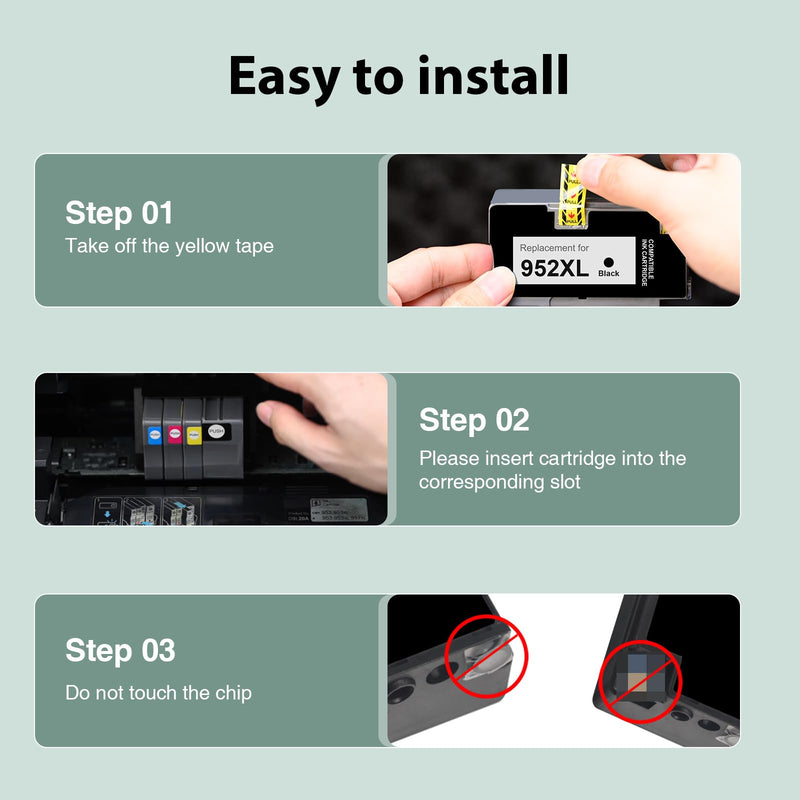 952XL Ink Cartridges Replacement for HP 952XL Ink Cartridges Combo Pack Latest Chip 952 XL for HP OfficeJet Pro 8710 7740 8715 8210 8720 8702 8725 8730 Printers 952XL Balck Cyan Magenta Yellow, 4 Pack