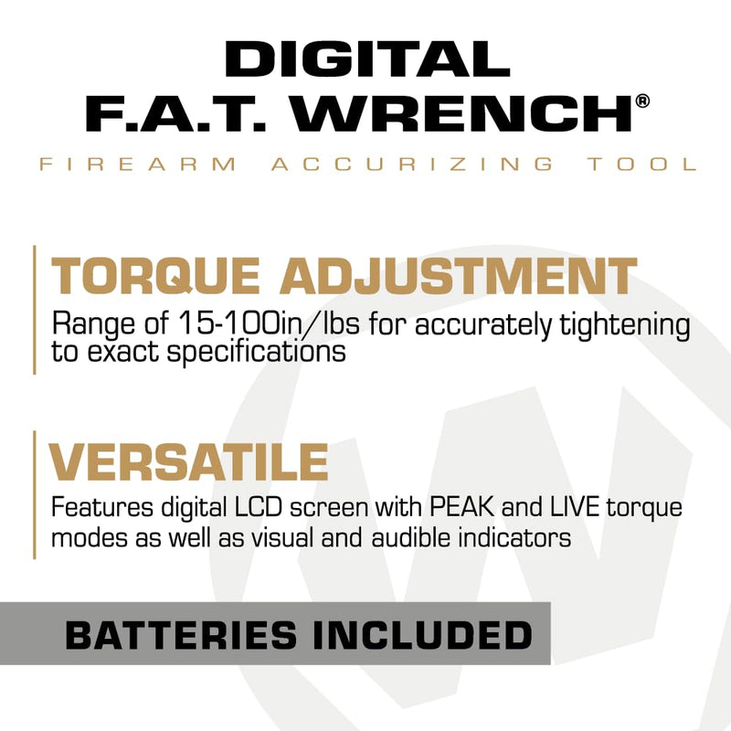 Wheeler Digital FAT (Firearms Accurizing Torque) Wrench with Interchangeable Bits and LCD Display for Firearm Maintenance, Gunsmithing, RC Vehicles, Drone, Mechanic Work, and More