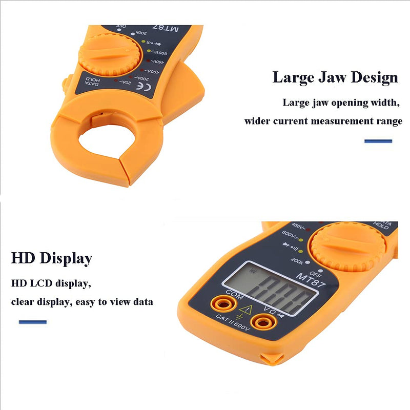 Multimeter,Digital Clamp Multimeter AC DC Voltmeter Ammeter Ohmmeter Volt Tester LCD Meter,with Overload Function