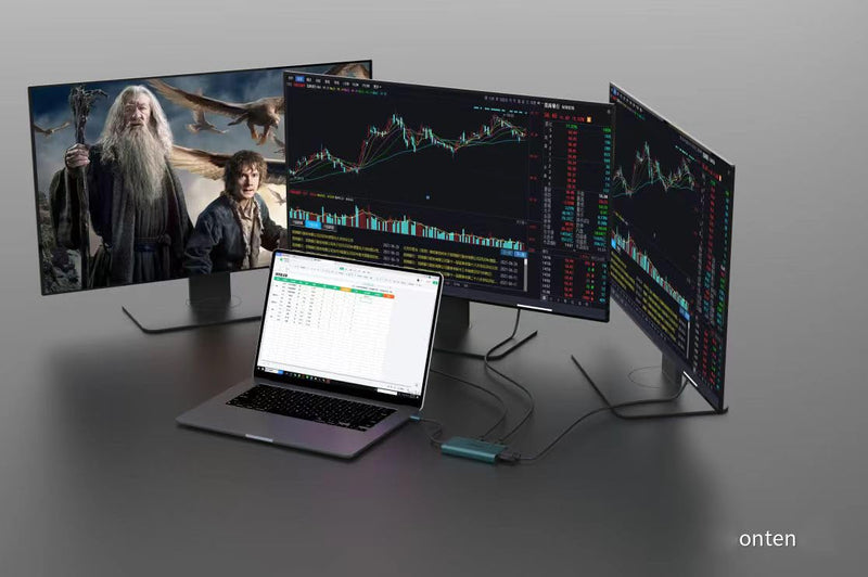 ONTEN USB-C to Dual HDMI and VGA Adapter