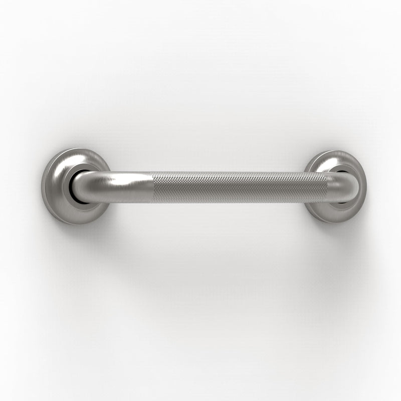 Grab Bar with Knurled Anti-Skid Grip, ADA Compliant 500lbs Supporting, Stainless Steel Brushed Nickel (12in, 1PK) 12in Chrome (Polished Nickel)