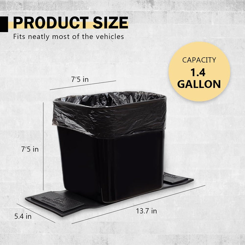 Car Garbage Can Premium Car Trash Bin with Stability Flap and Magic Strips Secure Waterproof Interior Organizer Accessories Leakproof Container for Cars 20 Pcs Trash Bags - Black