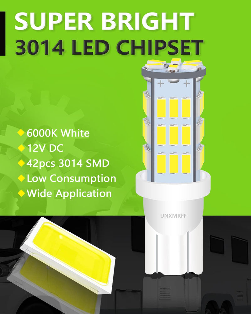UNXMRFF - Super Bright 194 LED Light Bulbs White, T10 912 921 168 LED Camper Lights Bulb for 12V RV Ceiling Dome Light/RV Interior Lighting/Travel Trailer/Boat/RV Camper Light Bulb (Pack of 12) 12PCS