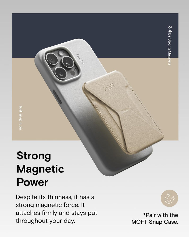 MOFT Magnetic Wallet Stand Compatible with iPhone 17/16/15/14/13/12 Series, Angle Adjustment & Magsafe Compatible MOVAS Phone Stand,Earthen Beige Earthen Beige