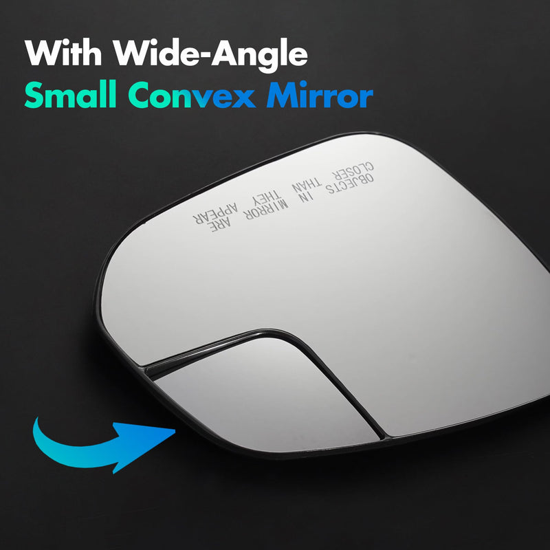 Compatible with Toyota RAV4 Passenger Side Mirror Glass 2016 2017 2018 - Right Side Replacement View Mirror, Heated Chrome Convex Mirror with Backing Plate and Rear Holder Passenger Side（RH）
