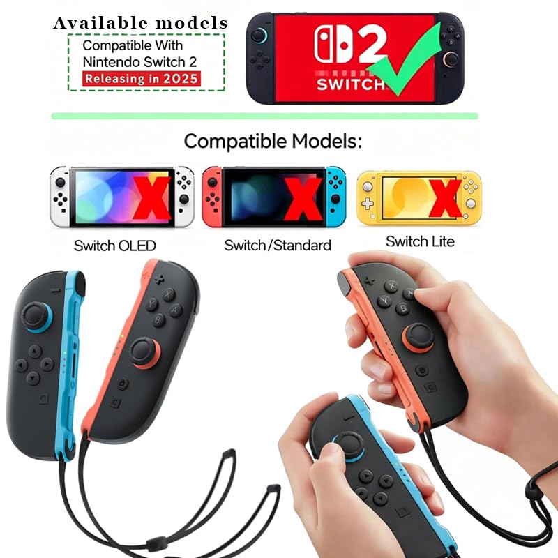 Arvytosty Wrist Straps Compatible with Nintendo Switch 2, Replacement Wrist Strap for Joycon 2 Controller, Safety Lanyard for Joy Con 2 (Blue&Red) Blue&Red