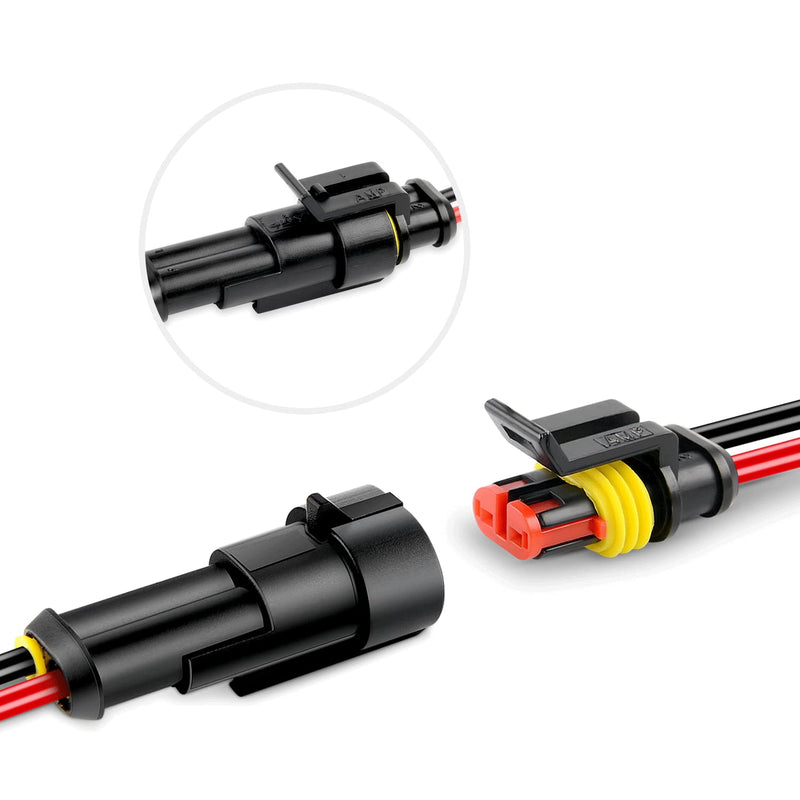 Nilight GA0007 1 2Pin Way 16AWG Waterproof Wire 1.5mm Series Terminal Connector-5 Pack 2Pin Wire Harness 5Sets