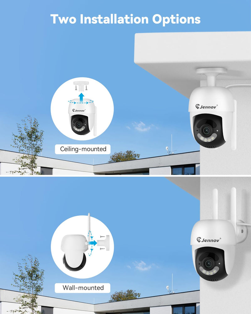 Jennov 5MP Wireless Security Camera System – Add-On Outdoor/Indoor Camera (Outlet-Powered)，Night Vision, Motion Detection, IP66 Weatherproof, No Subscription Required，Only Work with P48 System P48 Add On Camera