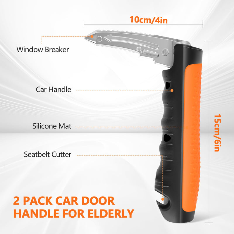 Car Door Handle for Elderly - 2025 New 3-in-1 Car Handle Assist, 2 Pack Auto Cane Portable Vehicle Support Handle Door Assist Bar, Max Load 500 Lbs, Anti-Slip Design (Orange-2-Pack Car Handle) Orange-2-Pack Car Handle