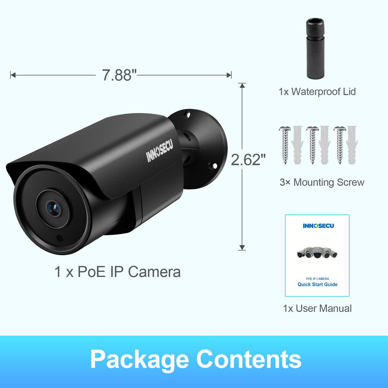 UltraHD 12MP PoE Camera, IP Security Surveillance Bullet Camera for Outdoor Indoor, Waterproof IP67, Built-in Mic, 2.8mm Lens Wide Angle 110 °, Human/Vehicle Detection, INB12LR37E-B (Black) BLACK