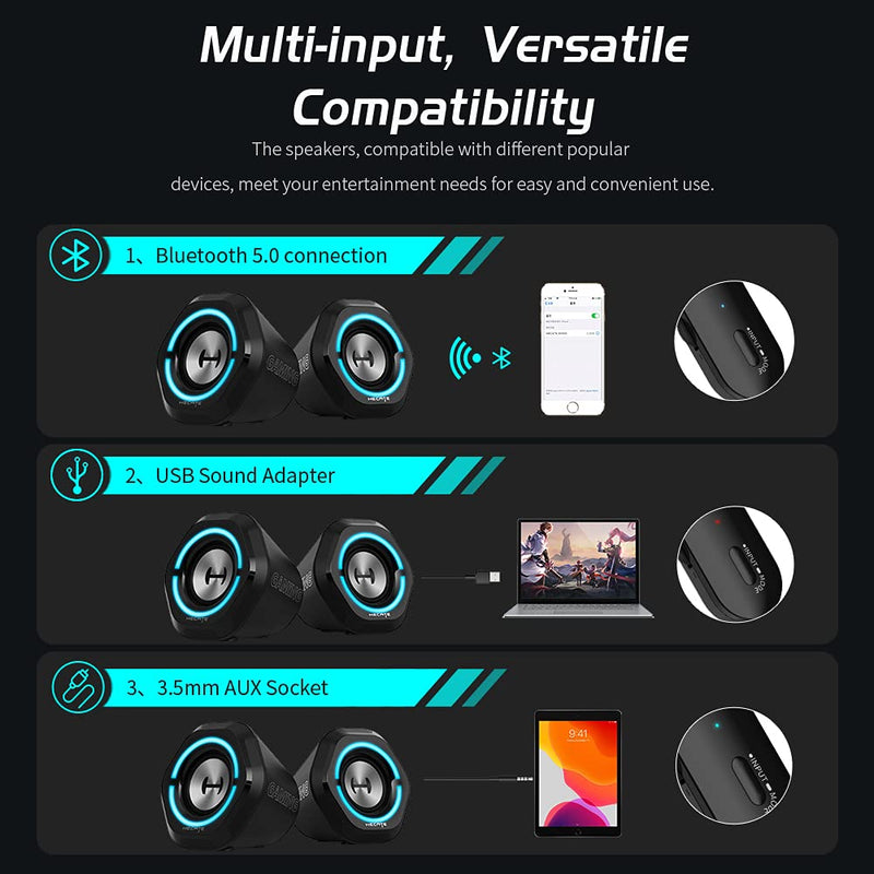 Edifier Bluetooth 5.3 Gaming Speakers,10W PC USB Computer Speakers for Laptop Desktop 3.5mm aux Input Hecate G1000 Black