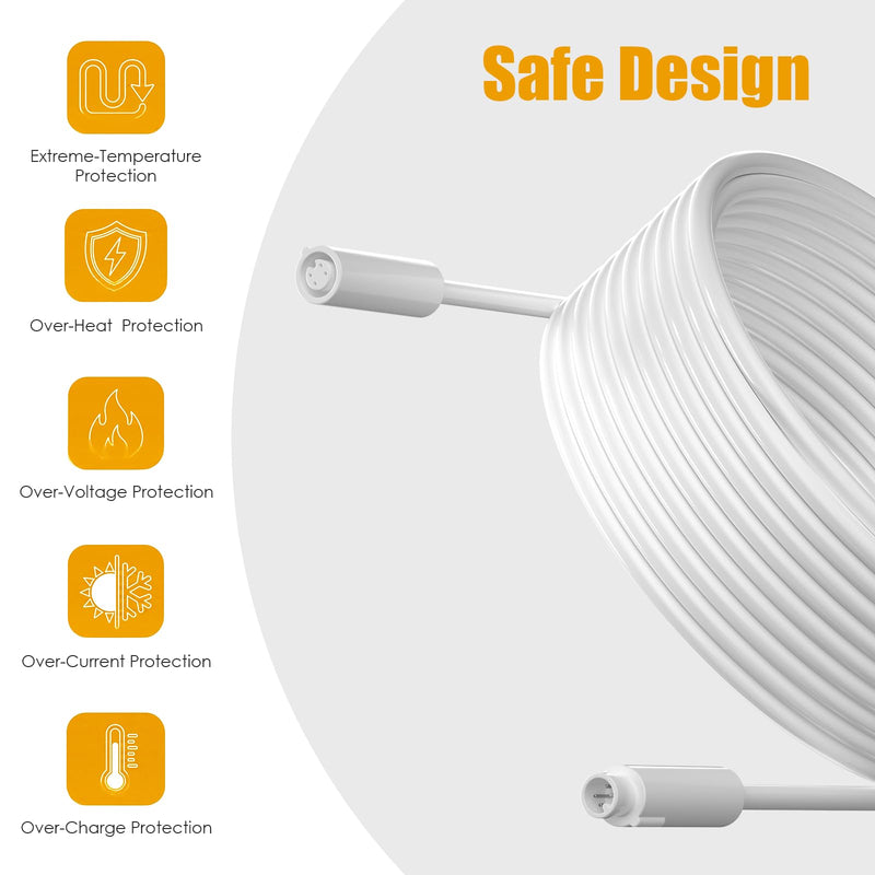 2 Pack Power Cable for Google Nest Cam Outdoor(Wired, 2nd Gen) | 18FT/5.5M Weatherproof Charging Cable(without adapter),Works with Google Home - 2025 Model - Snow|5V 2A Outdoor Charger Cable 2