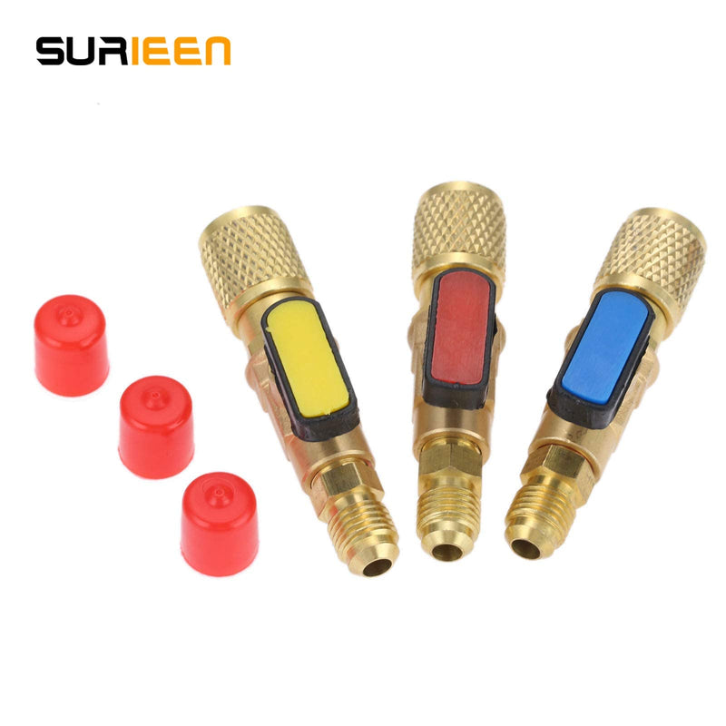 Air Conditioning Refrigerant Ball Valve 1/4’’ SAE, R134a A/C HVAC Ball Valves, Low Loss Fittings HVAC for R134A R410A R12 R22 R502 Charging Hoses Air Conditioning Refrigerant Tools
