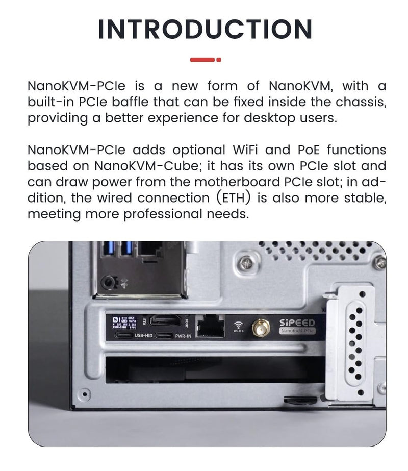 youyeetoo Sipeed NanoKVM PCIE Version - ATX PC Remote Control, RISC-V Nano KVM Over IP, DDR3 RISC-V Development Board, Linux, 1TOPS NPU (with PoE) With PoE