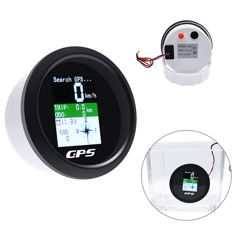 KAOLALI GPS Speedometer 85mm Boat GPS Speedometer Odometer Speed Gauge Meter Waterproof Digital MPH Knots Km/h Adjustable for Marine Car Truck Motorcycle 9-32V Black
