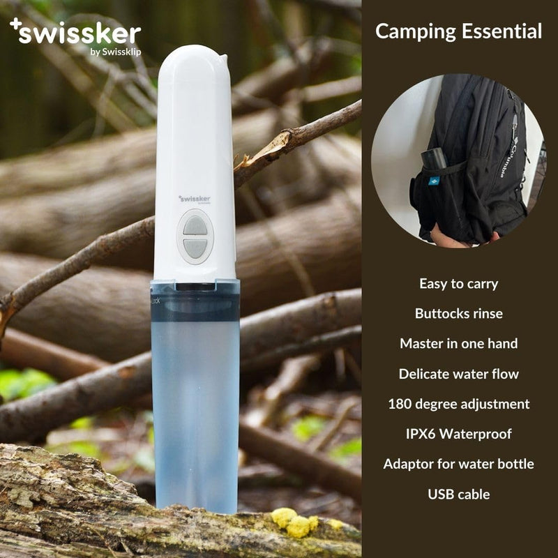 Swissker by Swissklip Portable Bidet Travel Sprayer – Rechargeable Electric Handheld Personal Hygiene Cleaner, Compact USB Bidet with Adjustable Pressure for Home & Travel