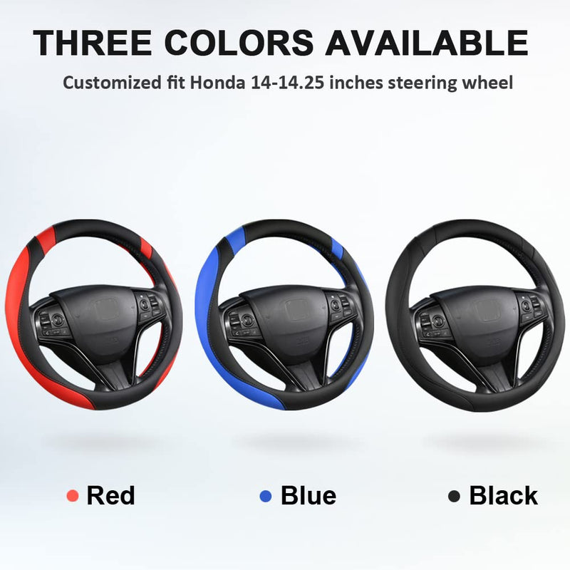West Llama Customized Auto Car Steering Wheel Cover for Honda Civic, CR-Z, Insight, S2000, 14" - 14.25" (Black-Small Size) Small size (14 ''-14 ½'') Black