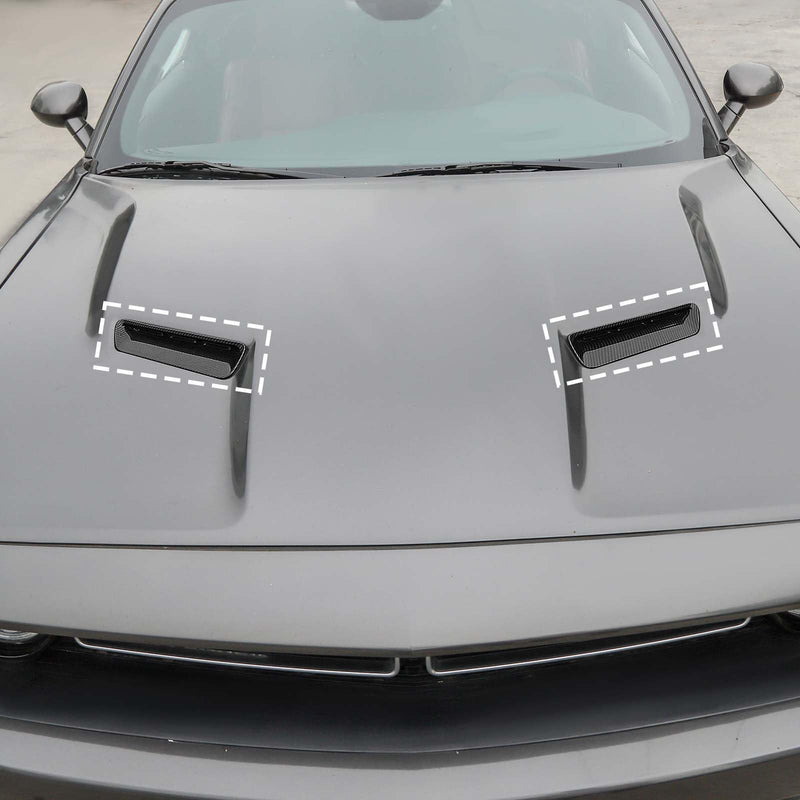RT-TCZ for Challenger Hood Scoop Insert Vents Cover Trim for Dodge Challenger 2015-2023 Carbon Fiber Exterior Accessories 2pcs