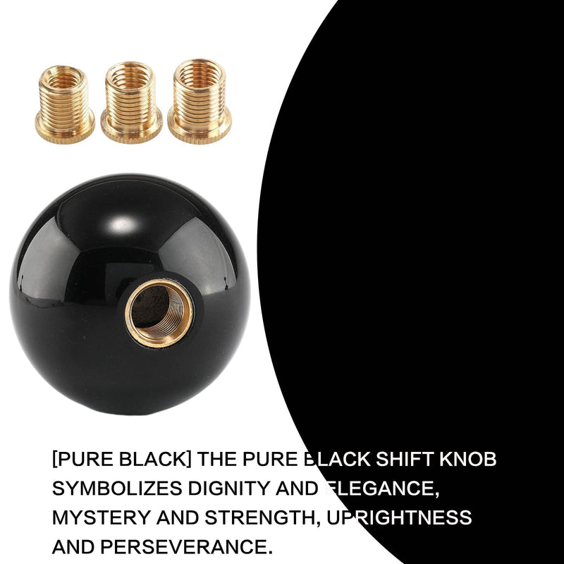 Round Ball Shift Knob Universal Gear Shift Knob 5 6 Speed for Manual Automatic Vehicles with Adapters (Pure Black) Pure-black