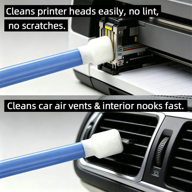 Soft Sponge Cleaning Sticks, Multi-Purpose Household Crevice Cleaner for Camera Lens, Electronic Components, Musical Instruments, Keyboard, Car Vents & Window Track Dust Removal