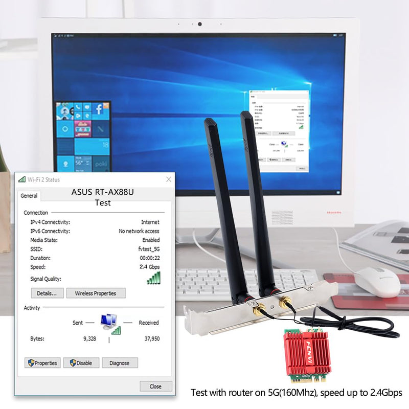 FENVI WiFi 6E AX210NGW WiFi Card WiFi 6E M.2 2230 NGFF Desktop Kit Wireless Network Adapter With Intel AX210 Tri-Band 6GHz 802.11ax 5400Mbps MU-MIMO,WPA3,Bluetooth 5.3,WiFi6 Wlan Support Windows 11/10