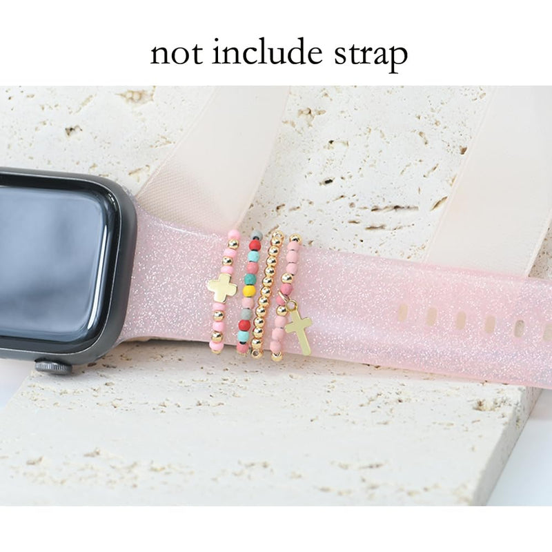Watch Band Charms for Apple Watch, Gold, 4 Pieces double cross