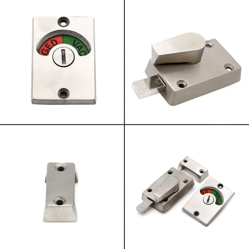 Vacant Occupied Bathroom Lock, Zinc Alloy Latch Indicating Locks Bathroom Door Privacy Indicator Bolt Vacant/Engaged Bathroom WC Public Restroom Toilet Privacy Partition Door Lock Latch Silver
