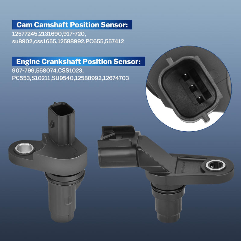  [AUSTRALIA] - Intake & Exhaust Camshaft Position Actuator with Camshaft Sensor+Engine Crankshaft Sensor Kit Compatible with Buick、GMC、Pontiac、Chevrolet、Saab、Saturn#OE 12655420 12655421 12577245 907-799 917-720