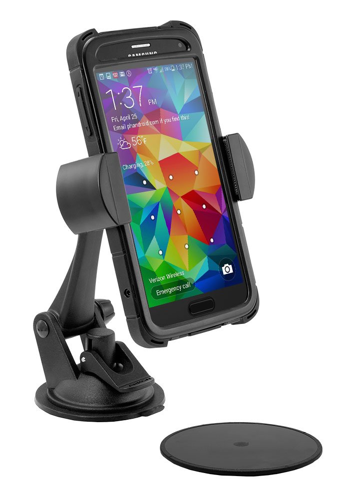 ARKON Mounts Sticky Suction Mount with RoadVise Phone Holder For Cars and Trucks, Fully Adjustable with Powerful Suction Mount or Dash Mounting, Fits iPhone, Galaxy, Note & more