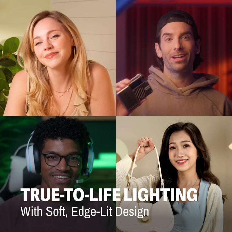 Amaran Verge, Edge-Lit LED Panel Light for Desktop Creators, 26W Bi-Color Soft Lighting 2,700K–6,500K, Front Knob & App Control, USB-C PD, Silent - Ideal for Streaming, Gaming & Vlogging, Charcoal