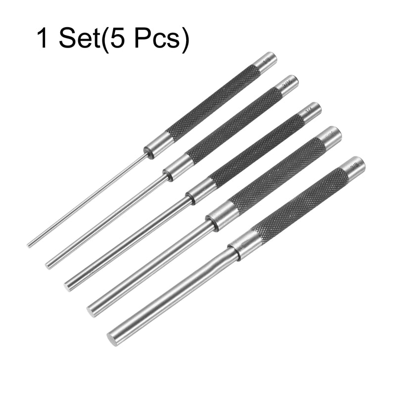HARFINGTON 5pcs Drive Pin Punch Set 1/8" 3/16" 1/4" 5/16" 3/8" Non-marring Drive Pin Punch Cylindrical Alignment Punches with Knurled Grip for Watch Repair Jewelry and Craft