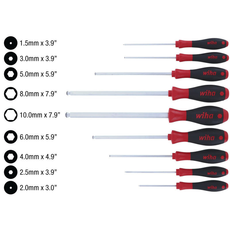 Wiha 36790 9-Piece Metric MagicRing Ball End Hex Driver