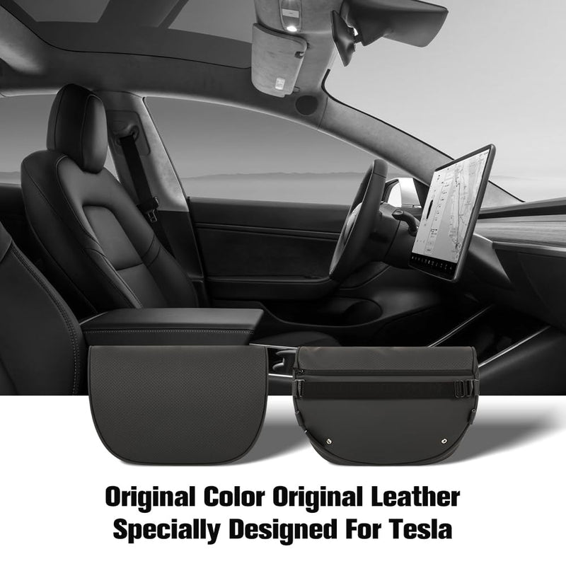 HOPON Headrest Pillow for Tesla Model 3 Model Y with Adjustable Strap,Tesla Neck Pillow with Leather,for Head,Neck,Shoulders,Multipurpose,Tesla Accessories 1 Pack (Black) Black With Adjustable Strap
