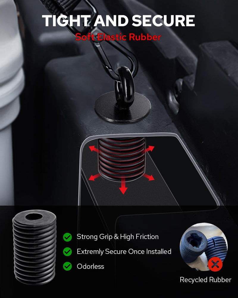 Benlari UTV Tie Down Anchors 1-7/16" Lock and Ride Iron Ruber Fit for Polaris Ranger General 1000 XP 900 XP 800 700 500 570 General 1000 Fit for 1-7/16" Hole 2013-2025 Black