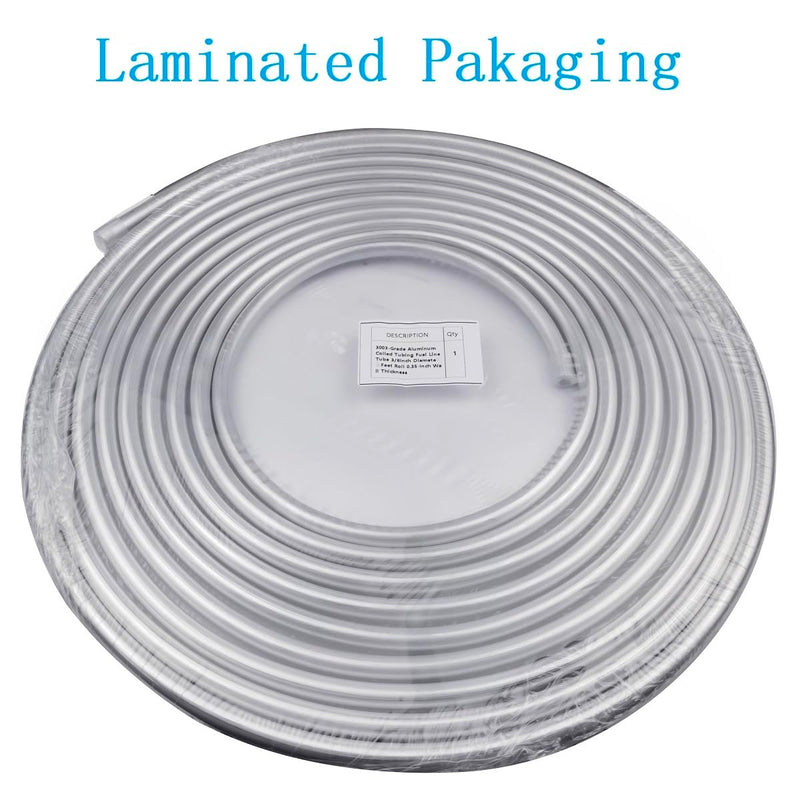 3/8 Fuel Line, 3003 Grade Aluminium Tubing for Brake Line, Metal Gas Line, Refrigeration Equipment, [3/8”OD][L:25FT.][ Wall Thickness:0.035"] 25FT