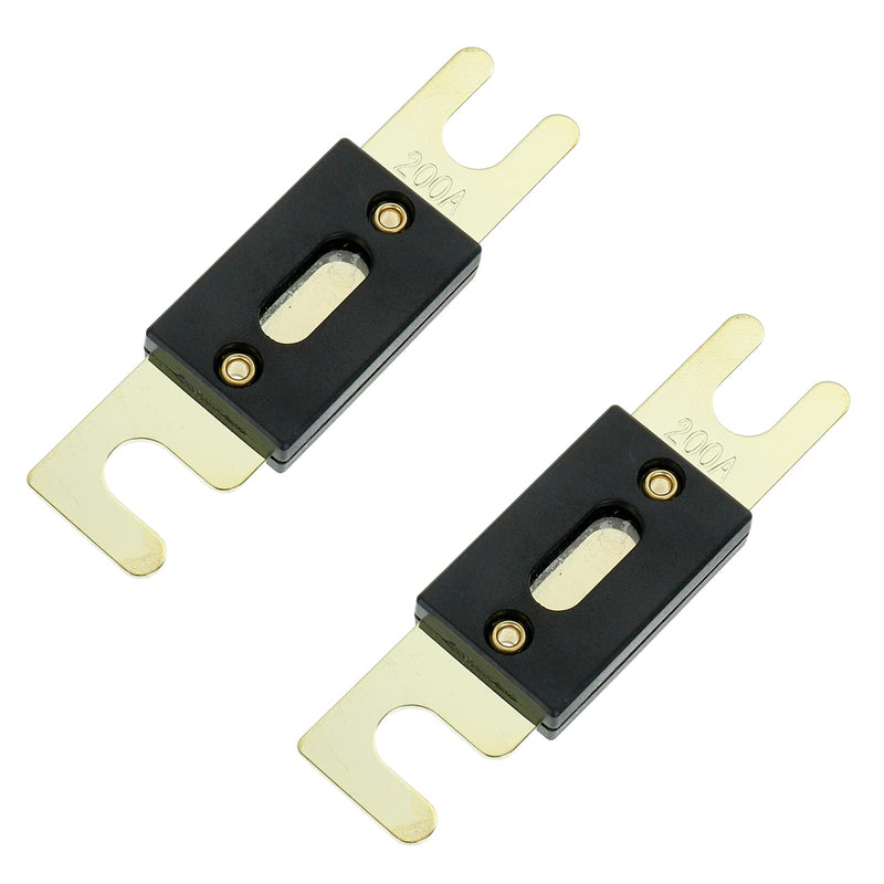 BOJACK 0/2/4 Gauge ANL Fuse Holder and 200 Amp ANL Fuses for 0 2 4 8 Gauge AWG Fuse Block, Fuse Box, Automotive Fuse Holder 200A (Pack of 2)