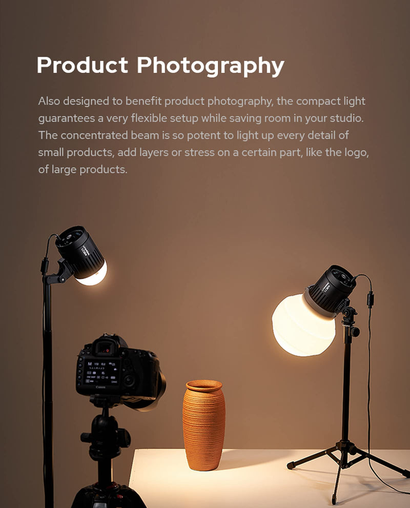 Godox LC30Bi 3200K-5600K Bi-Color Litemons Tabletop LED Light,25200LUX@0.5m, CRI 95+/TLCl 96+, 11 Preset Lighting FX Effects