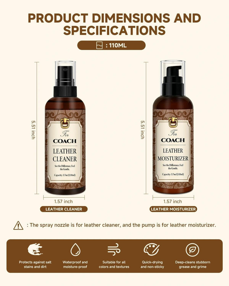  [AUSTRALIA] - Leather Cleaner & Moisturizer Set for Coach, Cleaning and Maintenance Set for Coach, Powerful Stain Removal, Gentle Care, Suitable for Handbags/Wallets and Other Luxury Brands