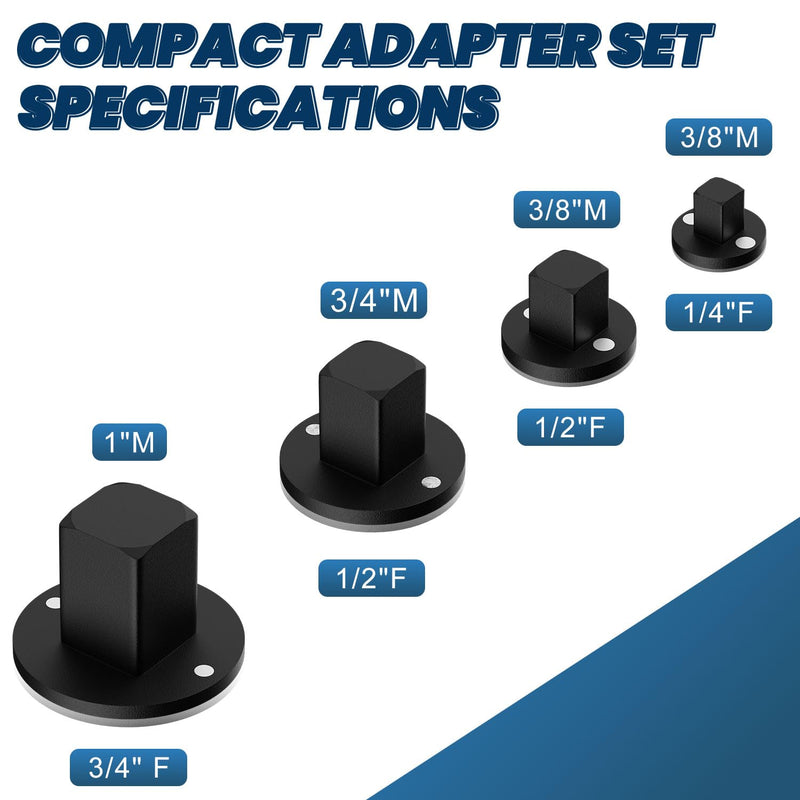 [AUSTRALIA] - Low Profile Impact Socket Adapter Set, Drive Ratchet Adapter Set 1" to 3/4", 3/4" to 1/2", 1/2" to 3/8", 3/8" to 1/4" Magnetic Design, Works with Sockets/Wrenches/Cordless Drills 4PCS