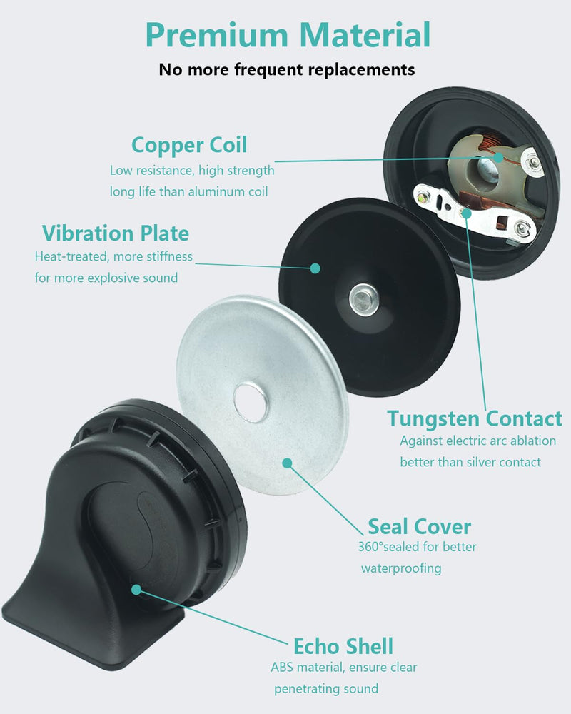 Car Horn for Ford,Multifunction Loud High Low 2 Tone Auto Horn,Waterproof 128db(Replacement for Ford) Replacement for Ford